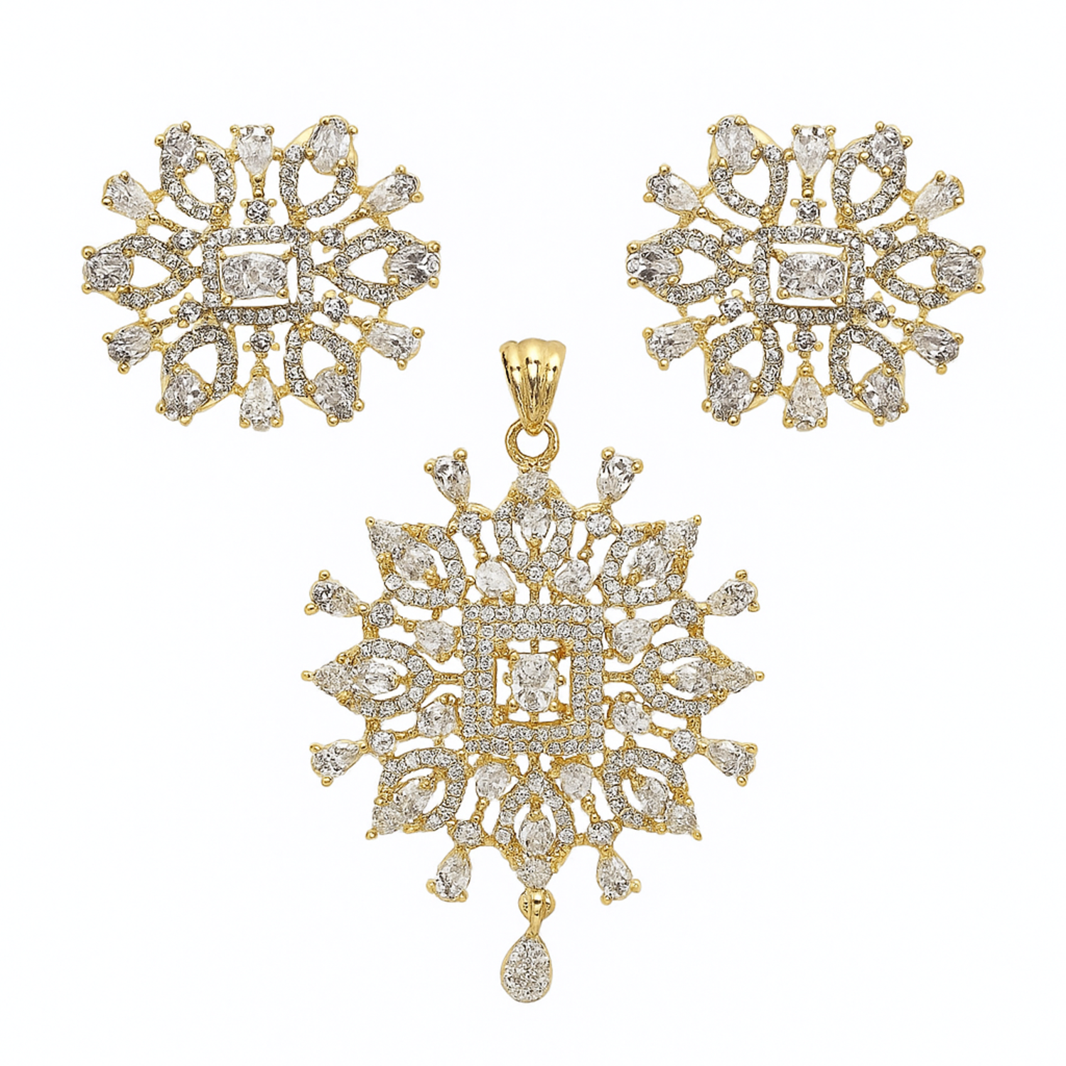 Crystal Brilliance Pendant & Earrings Set – Sparkling Jewellery | Tinywynk