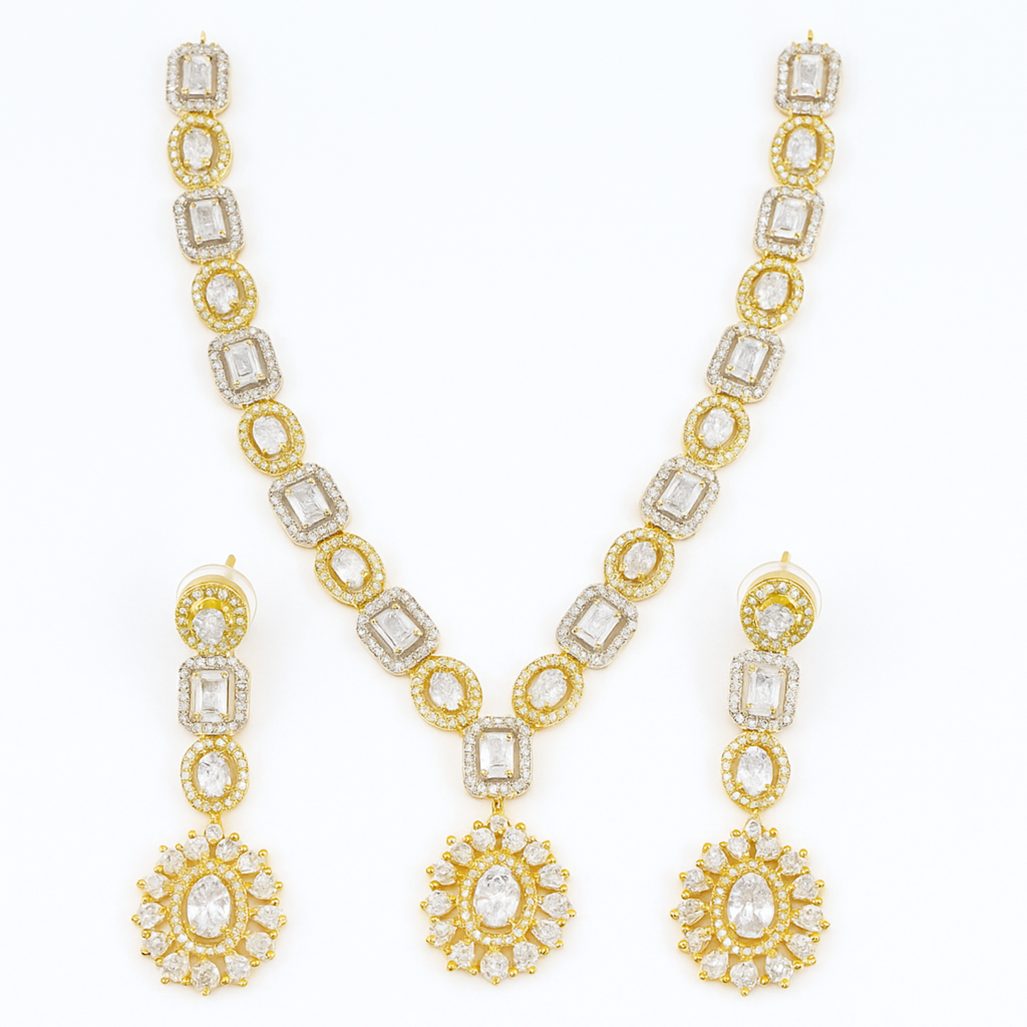 Crystal Gold Plated Diamond Choker Necklace Set | Tinywynk
