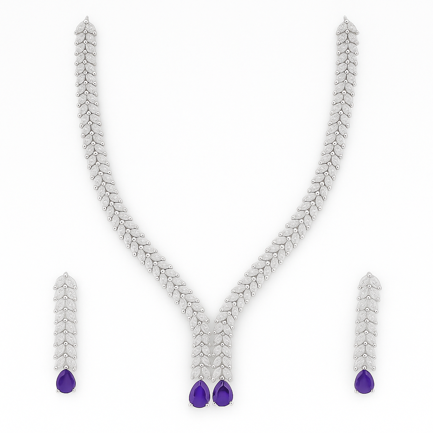 American Diamond Necklace Set – Teardrop Stones | Tinywynk