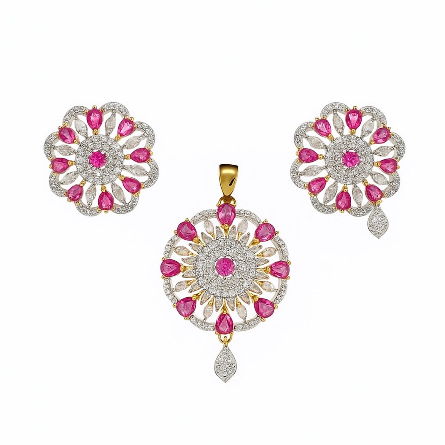 Floral Gold Pendant Set – Elegant Fashion Jewellery | Tinywynk