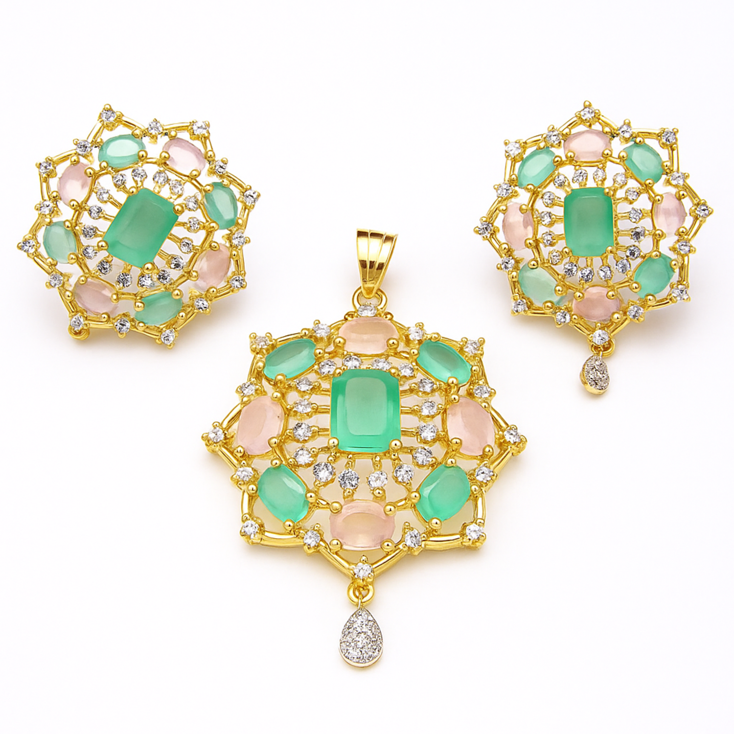Mint Elegance Pendant & Earrings Set – Refreshing Mint Stone Jewellery | Tinywynk